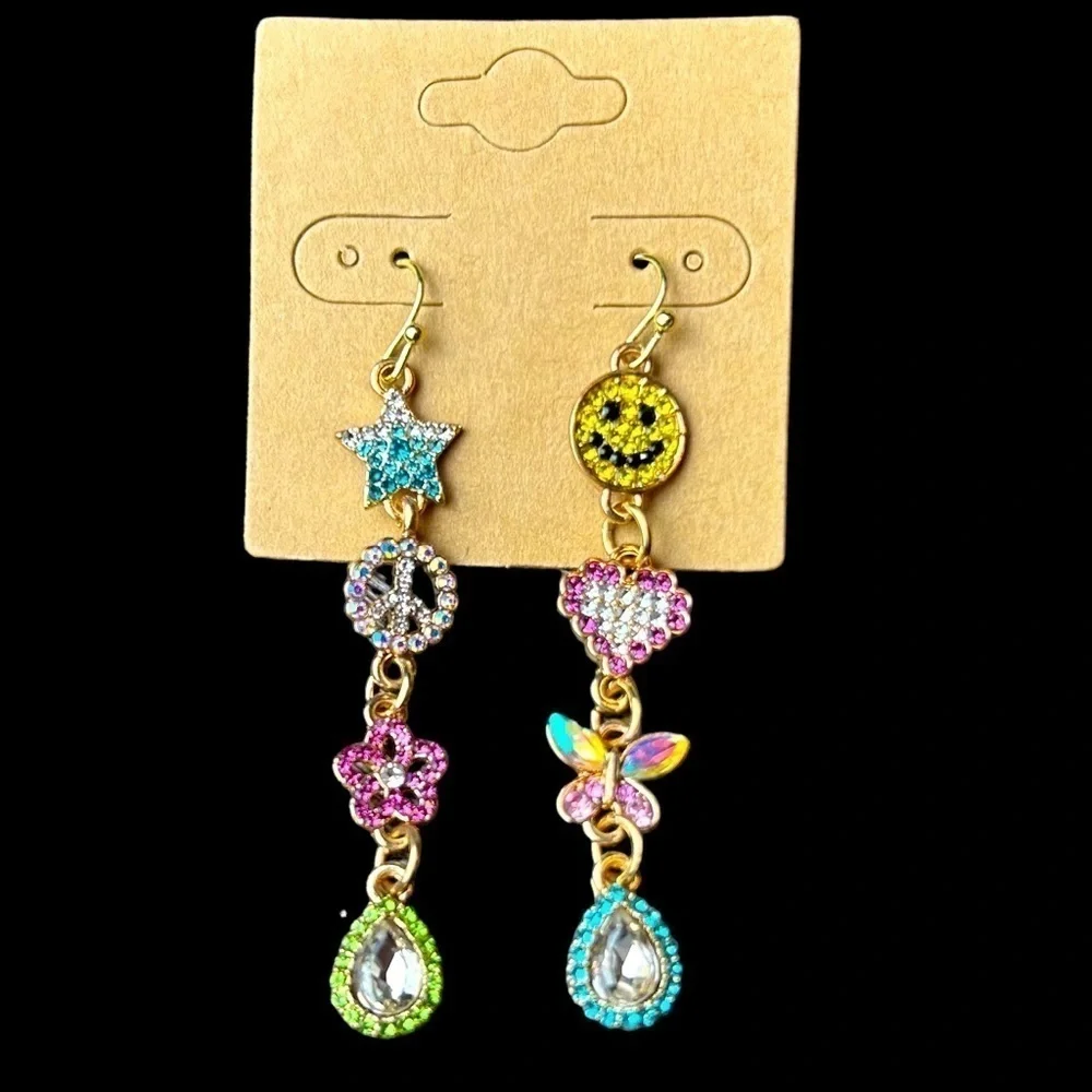 Fun Whimsical Dangle Pierced Earrings With All Things To Make You Smile - Picture 1 of 11